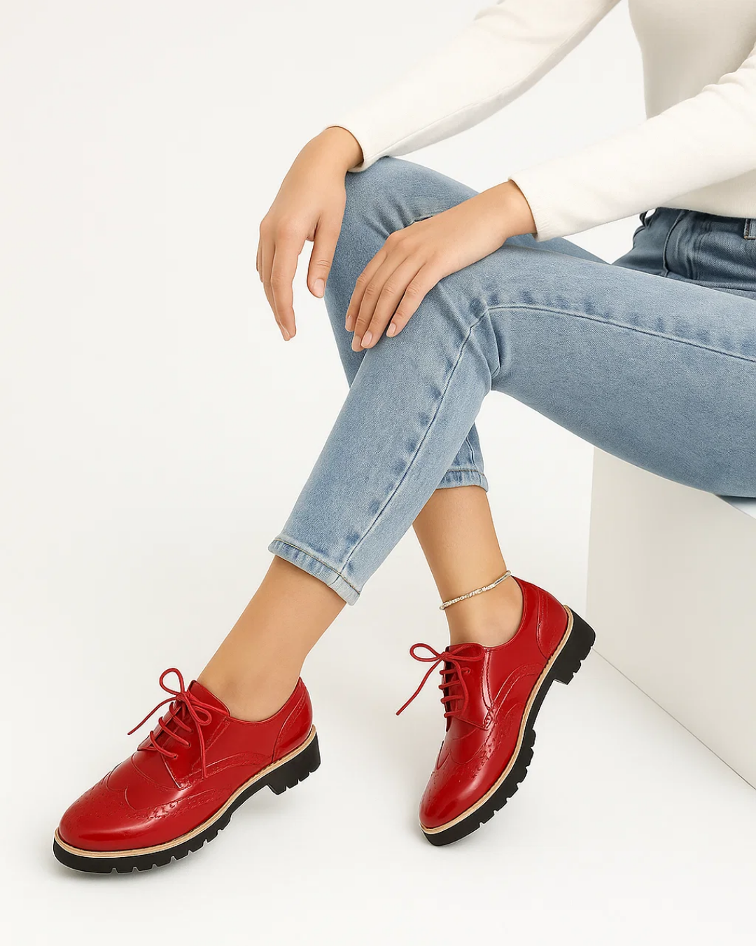 Women's Shiny Casual Lace-Up Shoes