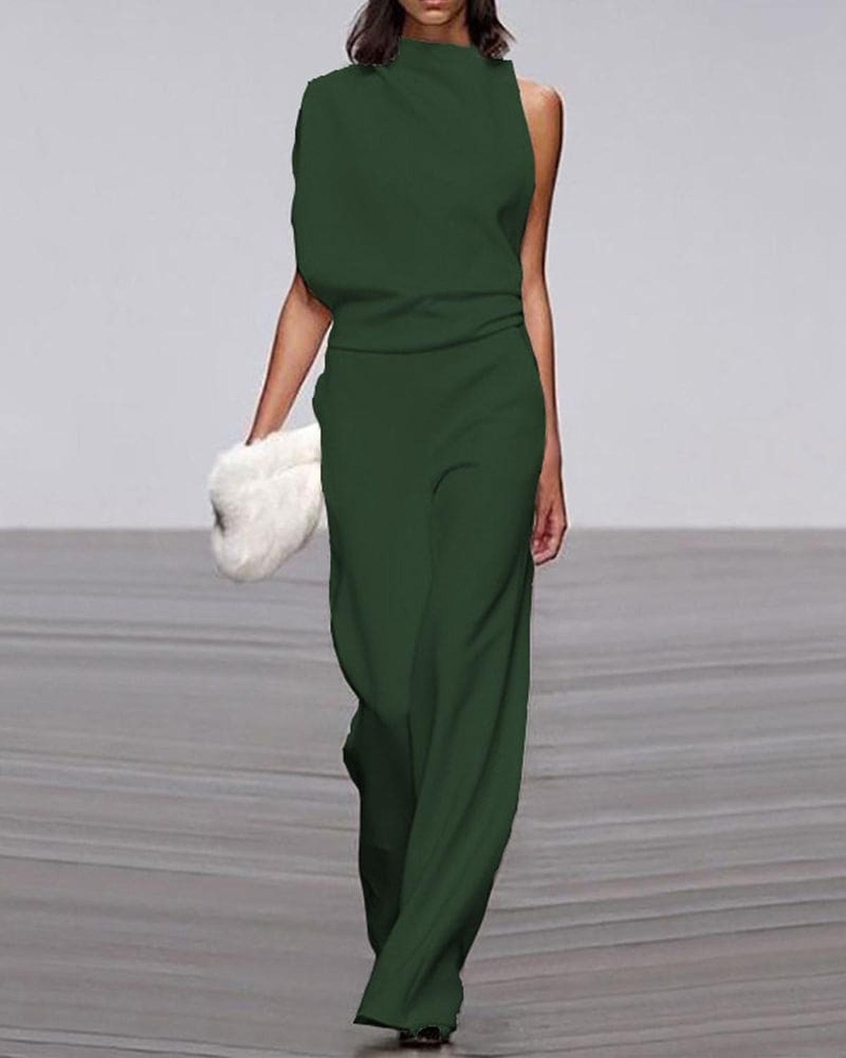 TrendAura Bella - Women Chic High Neck Shoulder Jumpsuit For Modern Sophistication On Any Occasion