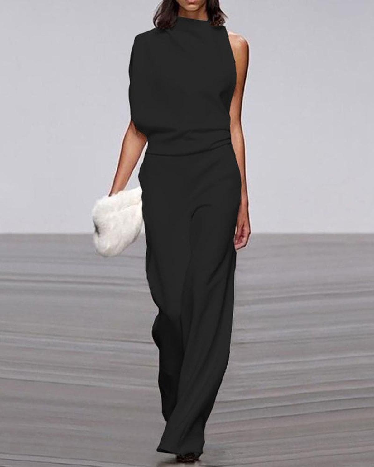 TrendAura Bella - Women Chic High Neck Shoulder Jumpsuit For Modern Sophistication On Any Occasion