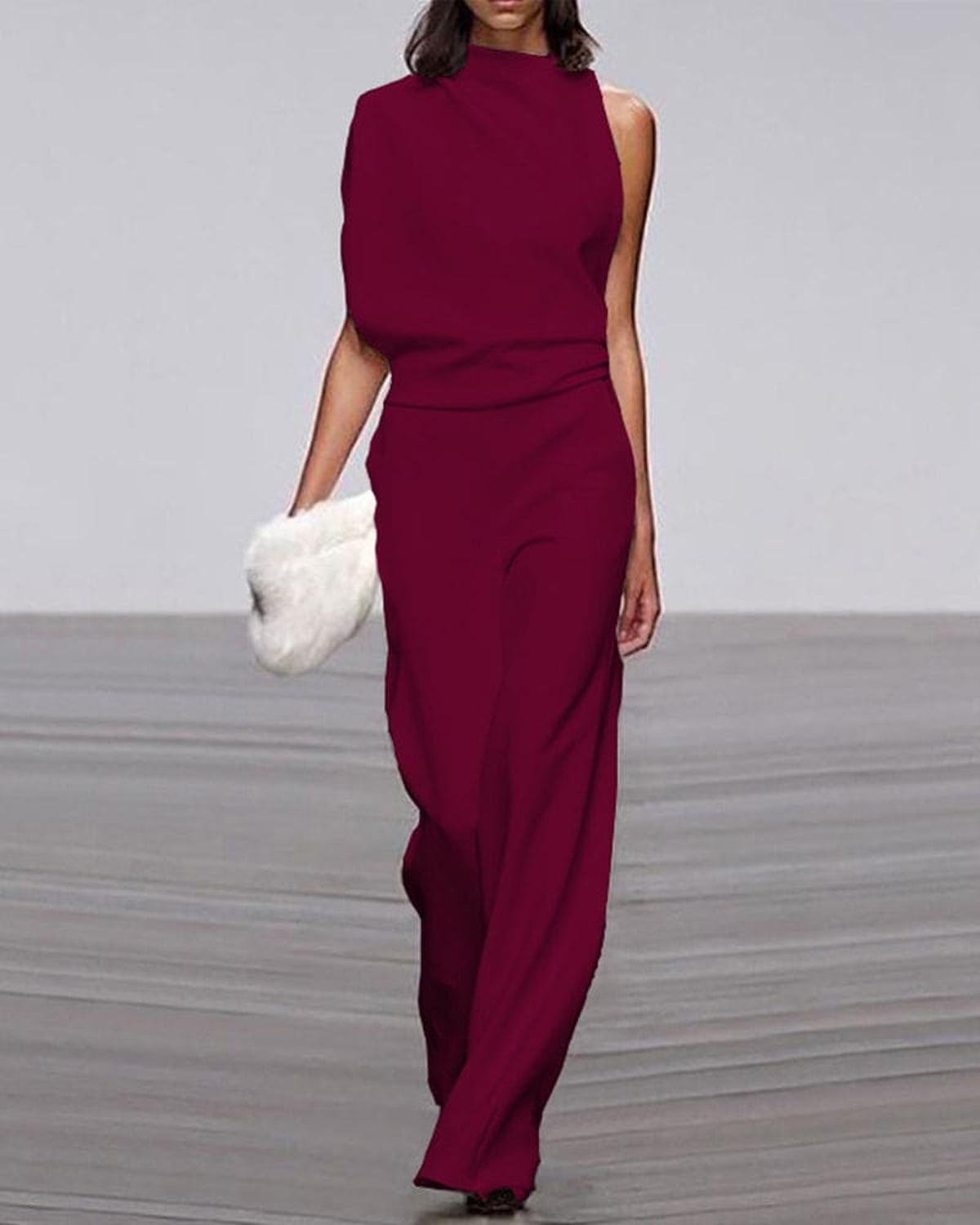 TrendAura Bella - Women Chic High Neck Shoulder Jumpsuit For Modern Sophistication On Any Occasion