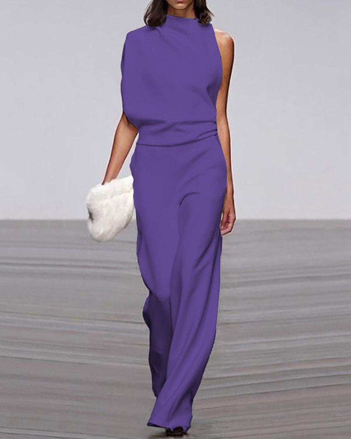 TrendAura Bella - Women Chic High Neck Shoulder Jumpsuit For Modern Sophistication On Any Occasion