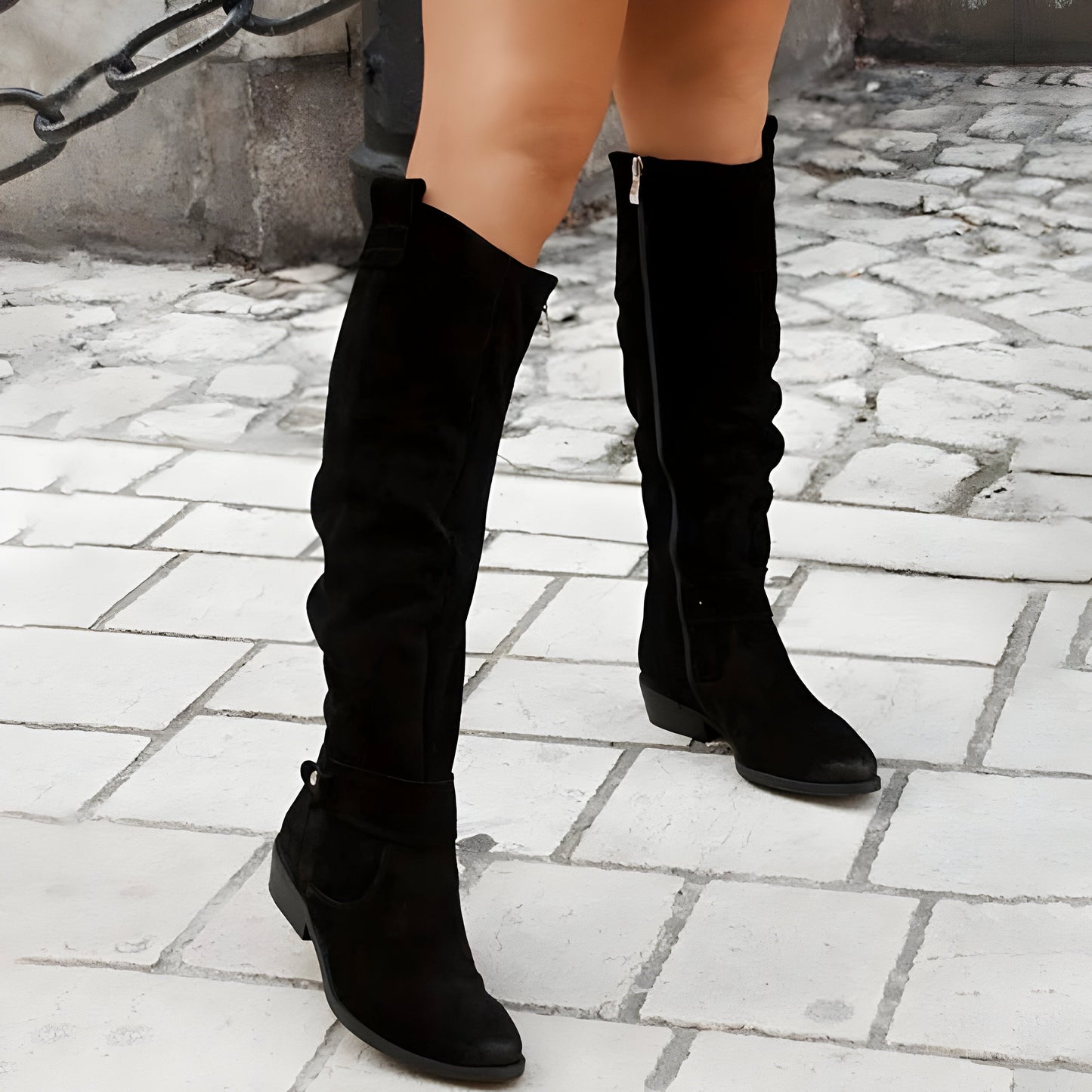 Classic leather knee-high boots for women