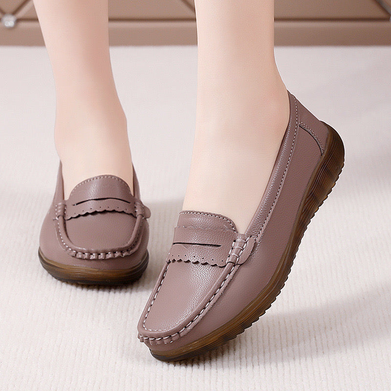Womens Orthopedic Wide Fit Slip Ons Leather Comfort Loafers For All Day Support And Relief