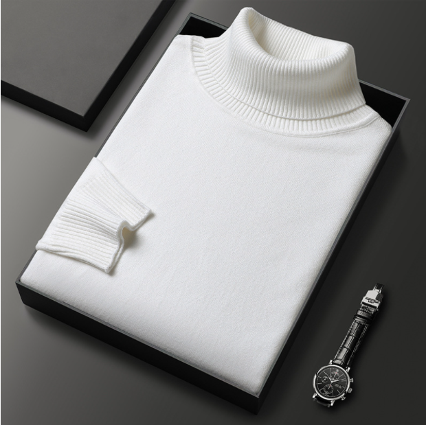 Logan Cashmere Turtleneck Sweater By TrendAura Soft Cashmere Cotton Blend Winter Knit