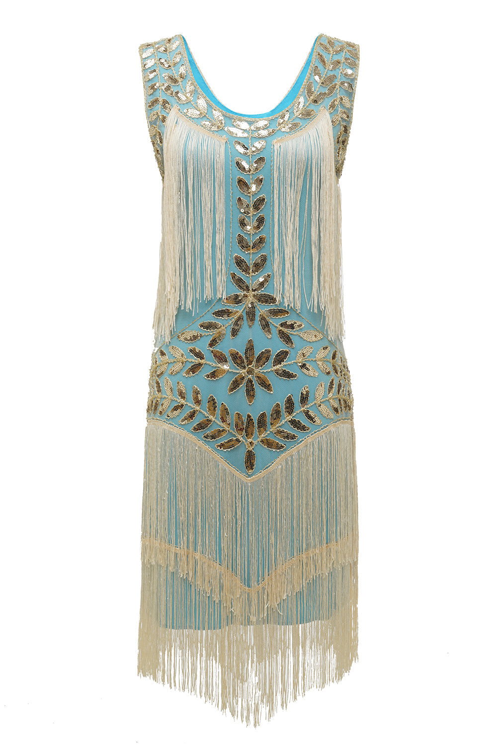 Women's Flapper Dress - Pearls and Sequins - Fringes - Sleeveless Vintage Look