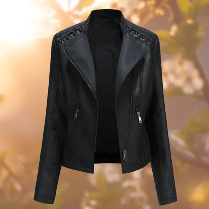 Yasmin Stitch-Up Shoulder Faux Leather Jacket