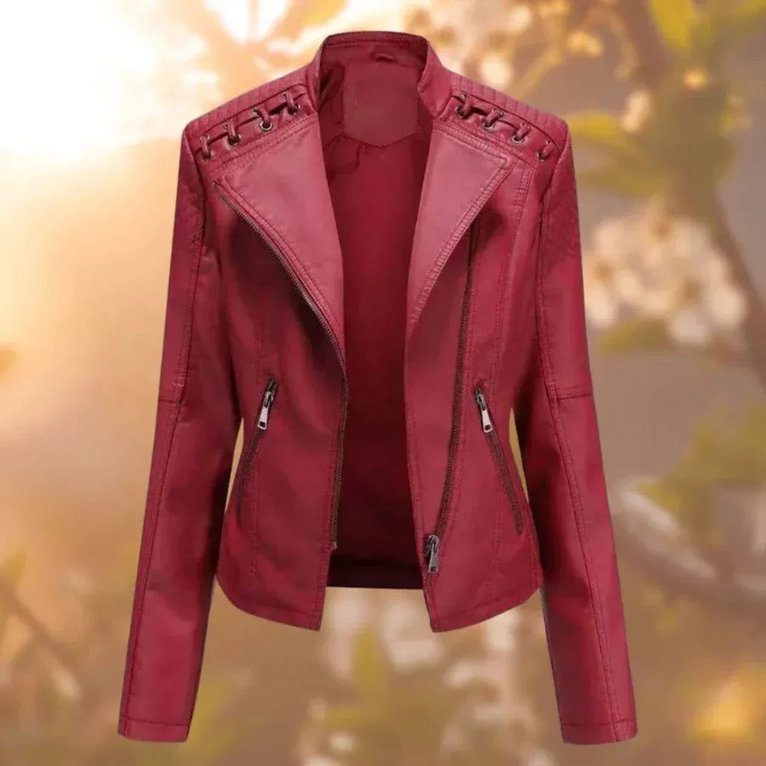 Yasmin Stitch-Up Shoulder Faux Leather Jacket