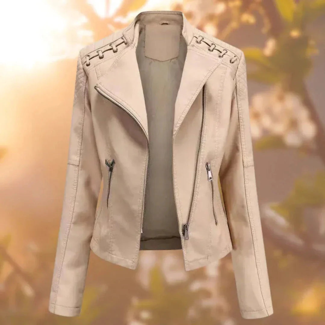 Yasmin Stitch-Up Shoulder Faux Leather Jacket