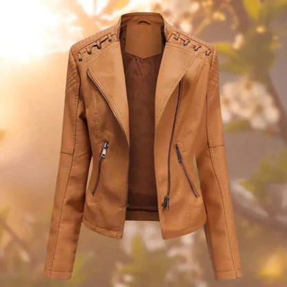 Yasmin Stitch-Up Shoulder Faux Leather Jacket