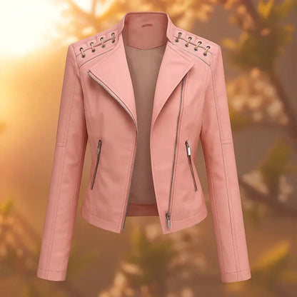 Yasmin Stitch-Up Shoulder Faux Leather Jacket