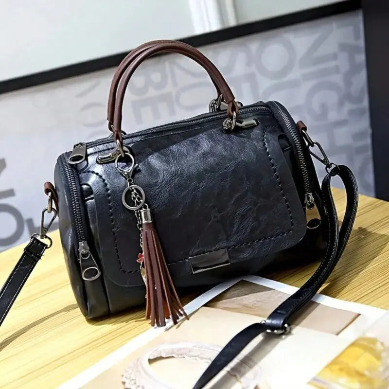LUNORA Tassel Crossbody Bag For Women Everyday Chic Split Leather With Secure Zipper And Removable Strap