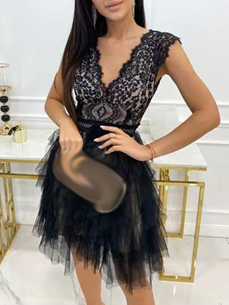 Lela Chiffon Cocktail Dress For Women With Enchanting Ruffles Elegant Comfort Fit