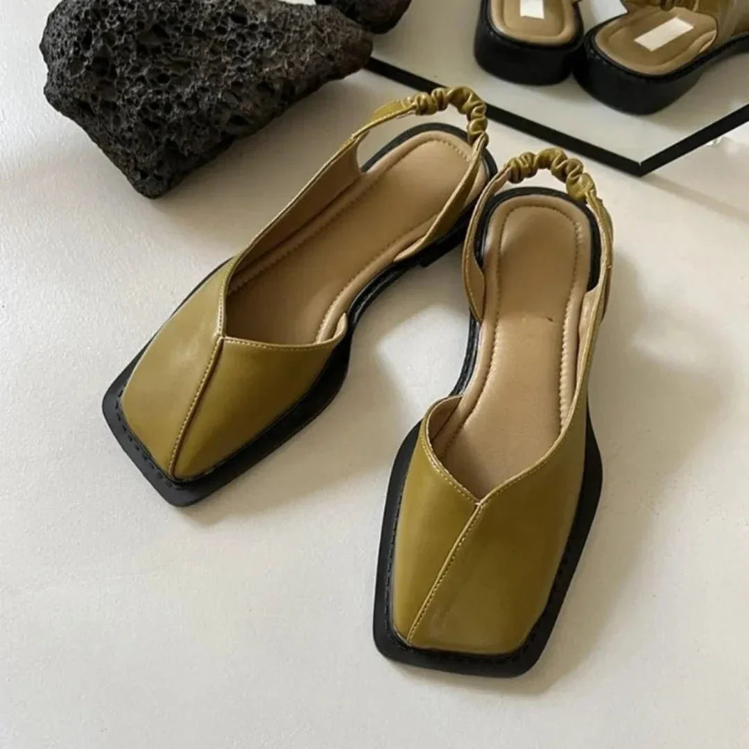 Zara Square-Toe Slingback Flats