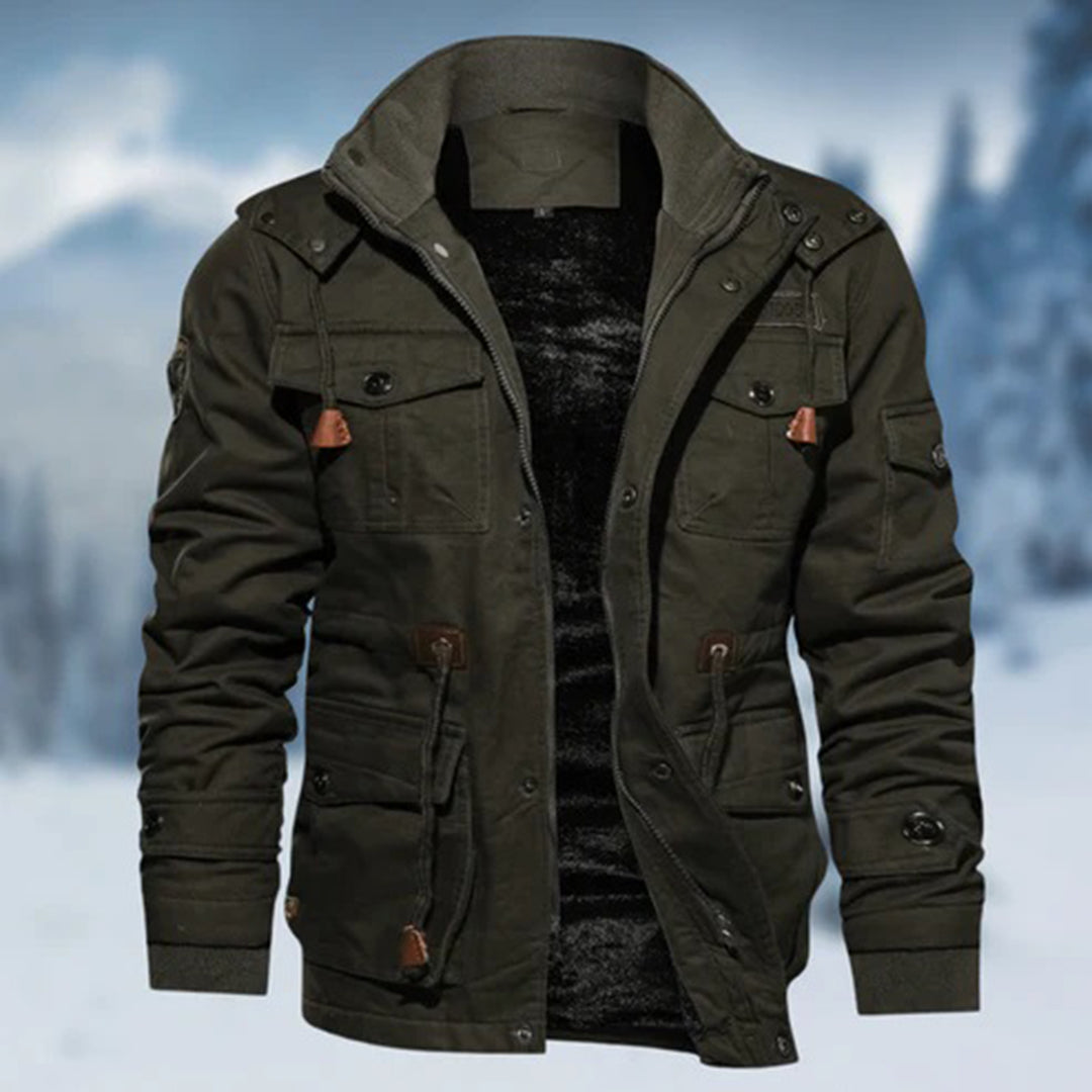 Blake Tan Bomber Jacket for Men by TrendAura with Utility Pockets and Warm Lining All Weather