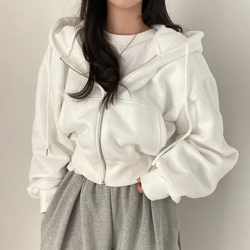 Kylie | Women's Stylish Zip Front Cropped Hoodie