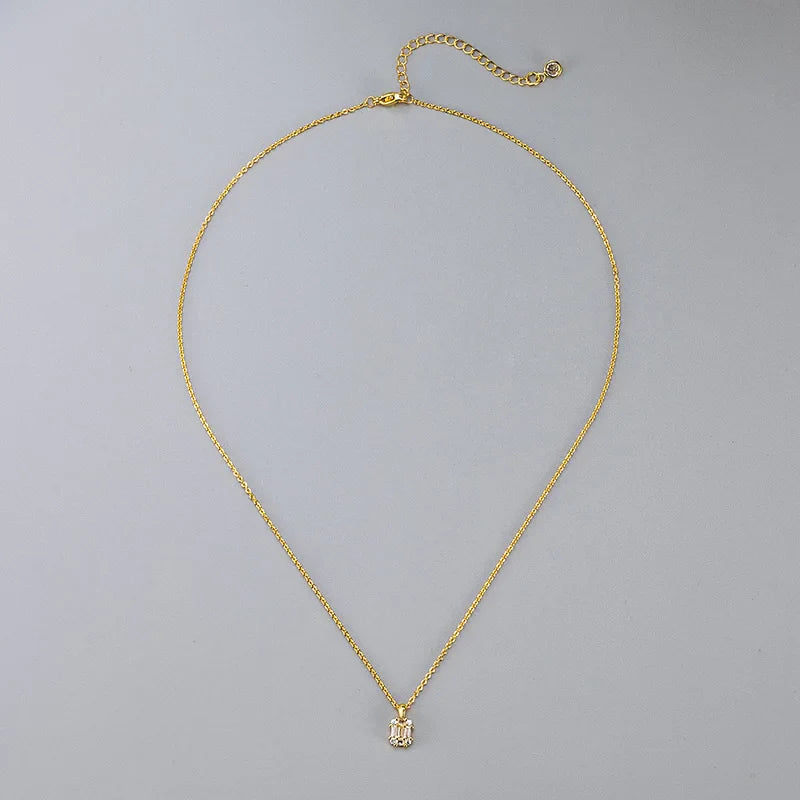 Zircon Cube Pendant Necklace Women made of Copper