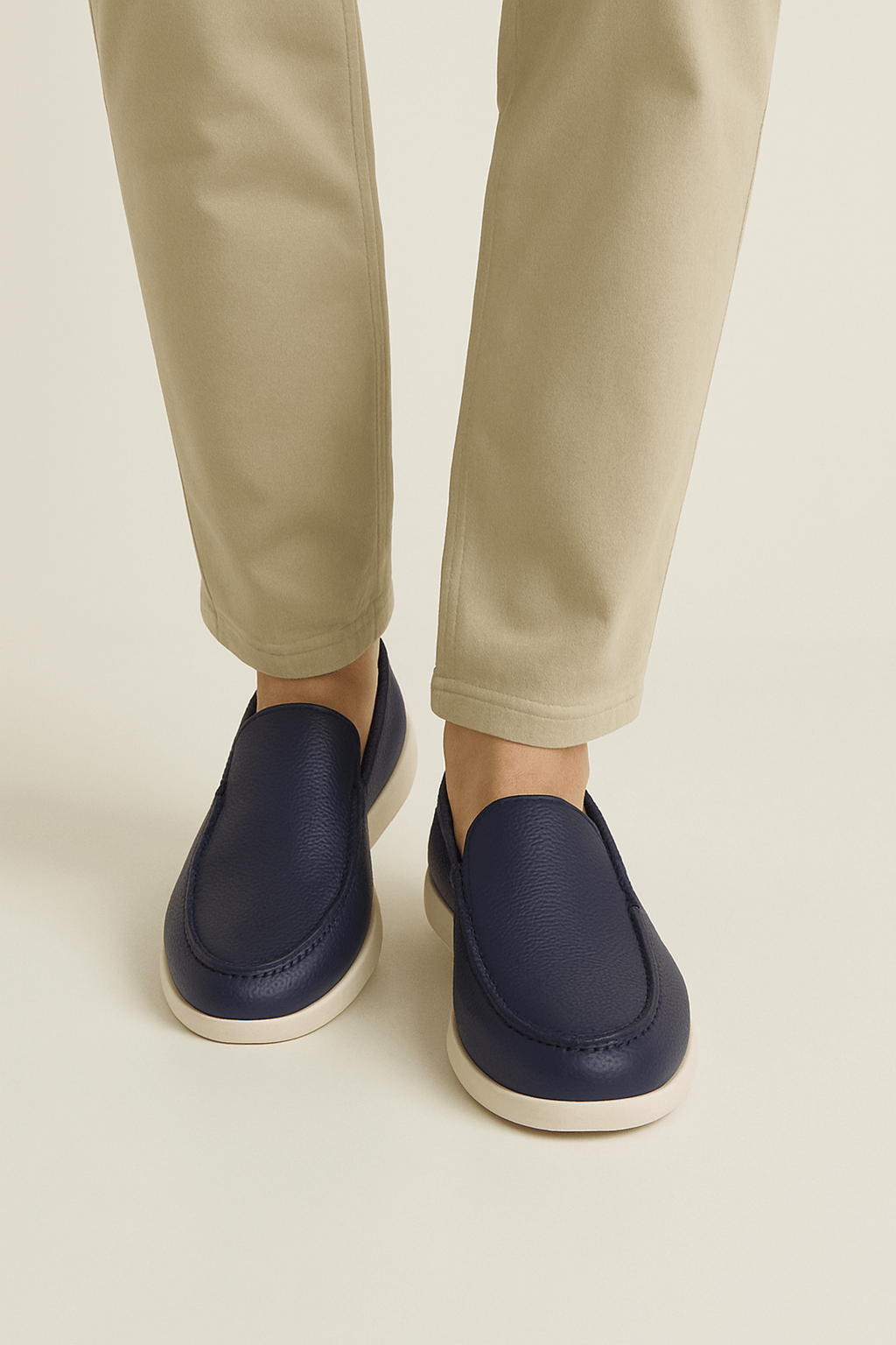 Two Tone Leather Loafers For Men With Modern Comfort And Elegant Design And Lightweight Flexible Sole