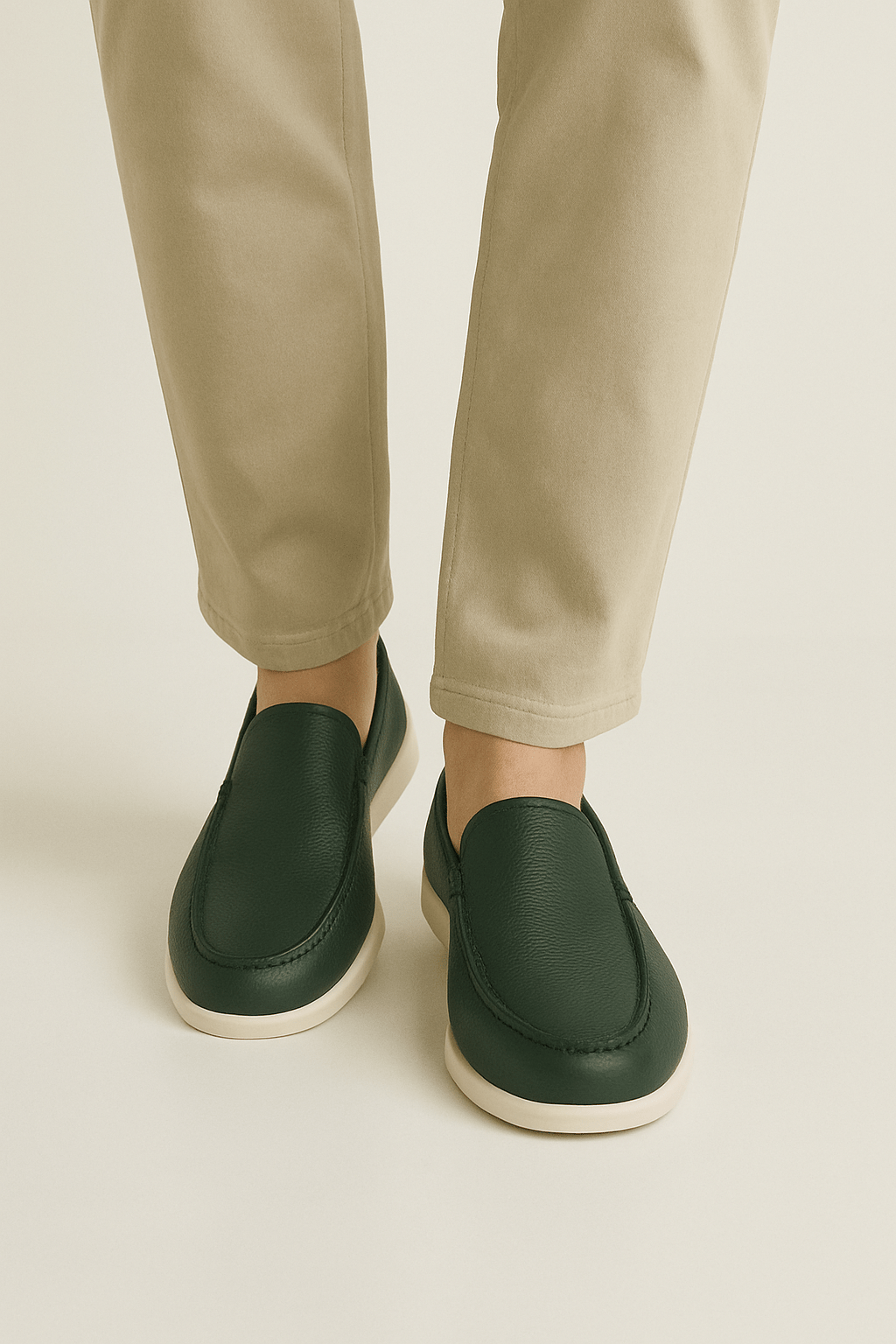 Two Tone Leather Loafers For Men With Modern Comfort And Elegant Design And Lightweight Flexible Sole