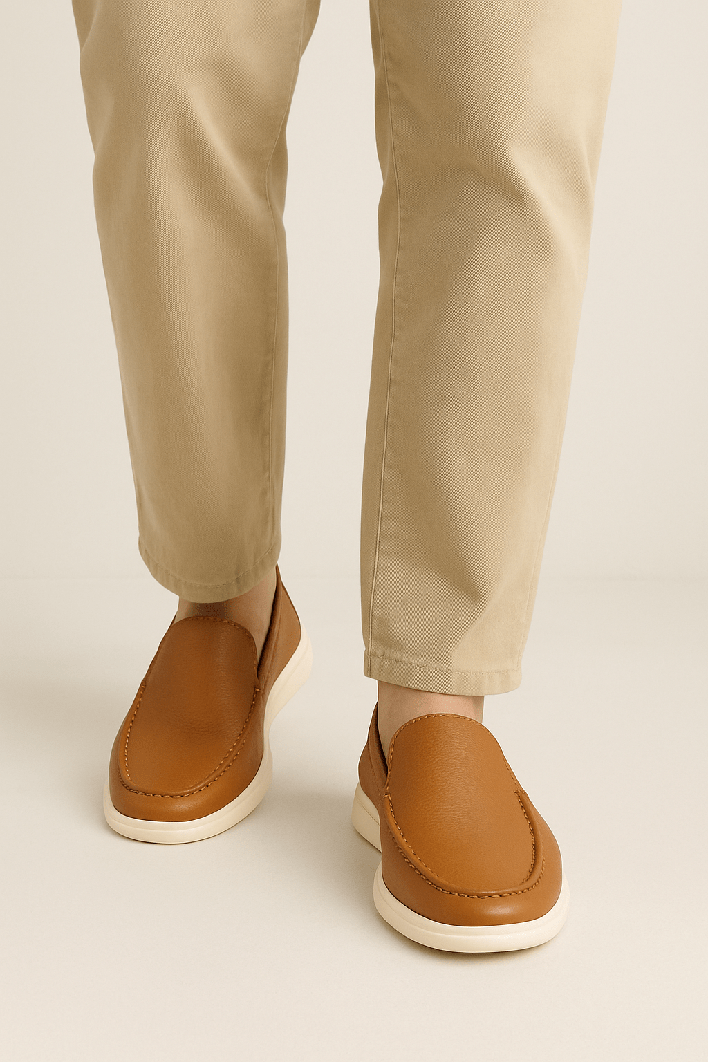 Two Tone Leather Loafers For Men With Modern Comfort And Elegant Design And Lightweight Flexible Sole