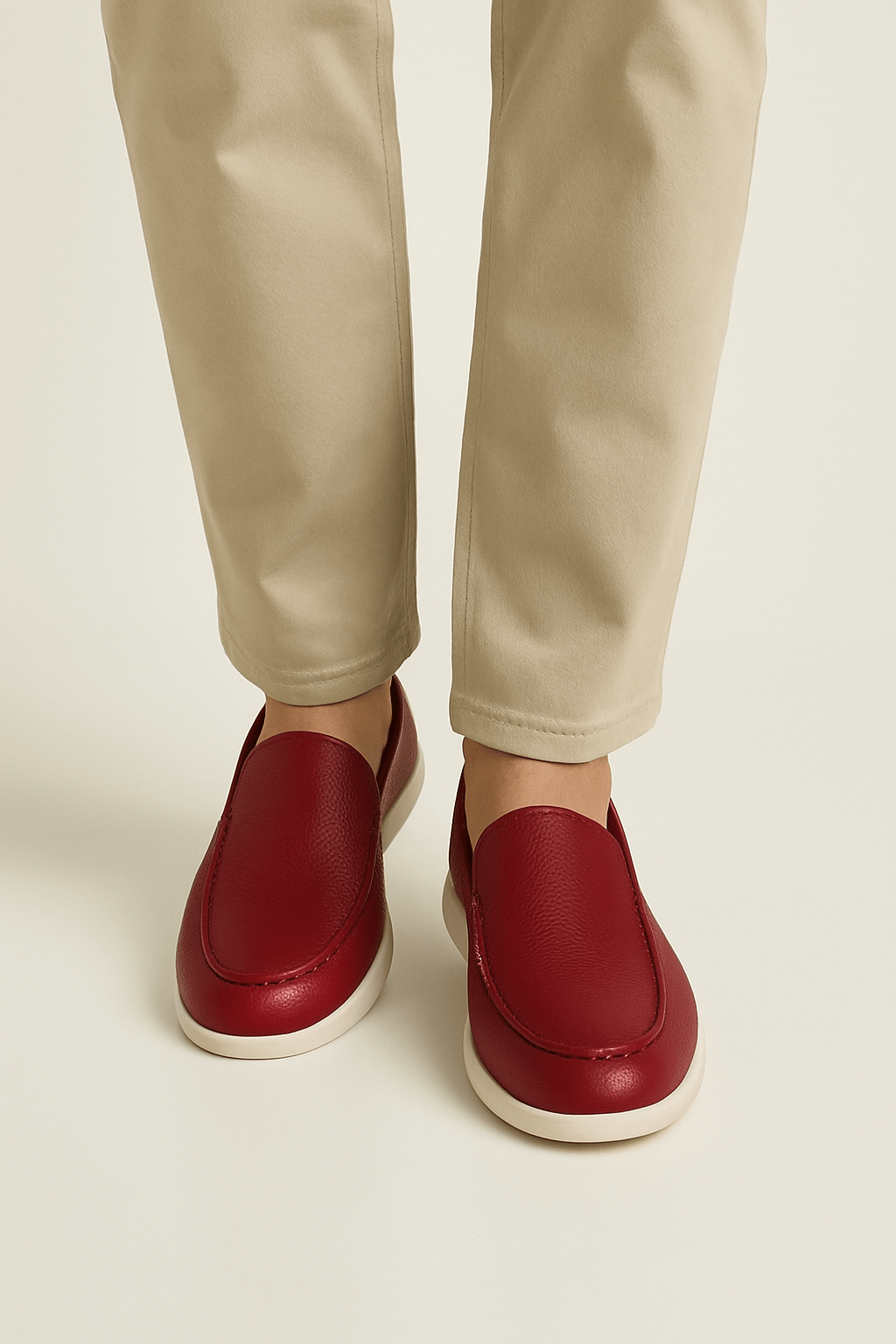 Two Tone Leather Loafers For Men With Modern Comfort And Elegant Design And Lightweight Flexible Sole