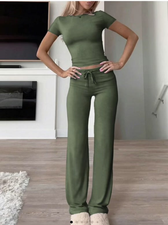 Two-piece set made of cotton blend for women