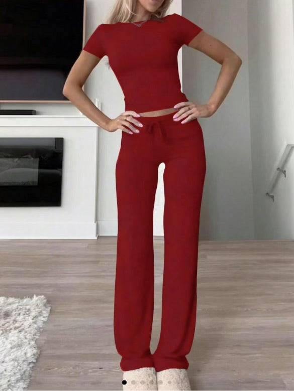 Two-piece set made of cotton blend for women