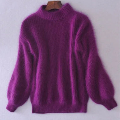 Fuzzy turtleneck for women