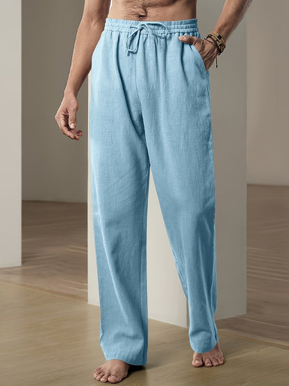 Max Mens Relaxed Fit Drawstring Pants With Breathable Cotton Blend And Adjustable Waistband
