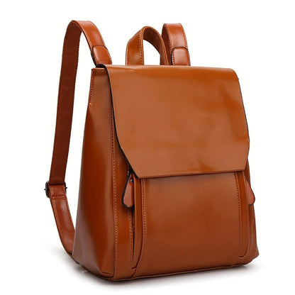 TrendAura Emily Vegan Leather Backpack - Sleek Structured Design With Adjustable Straps For Season Use And Flap Closure