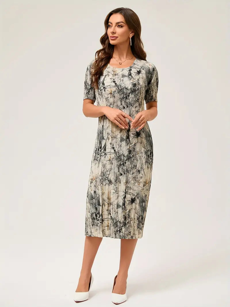 Pien Summer Dress For Women Pleated Print With Elegant Comfort And Modern Style Chic