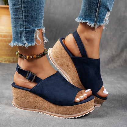 Women's Platform Sandals with Adjustable Buckle and Sturdy Sole