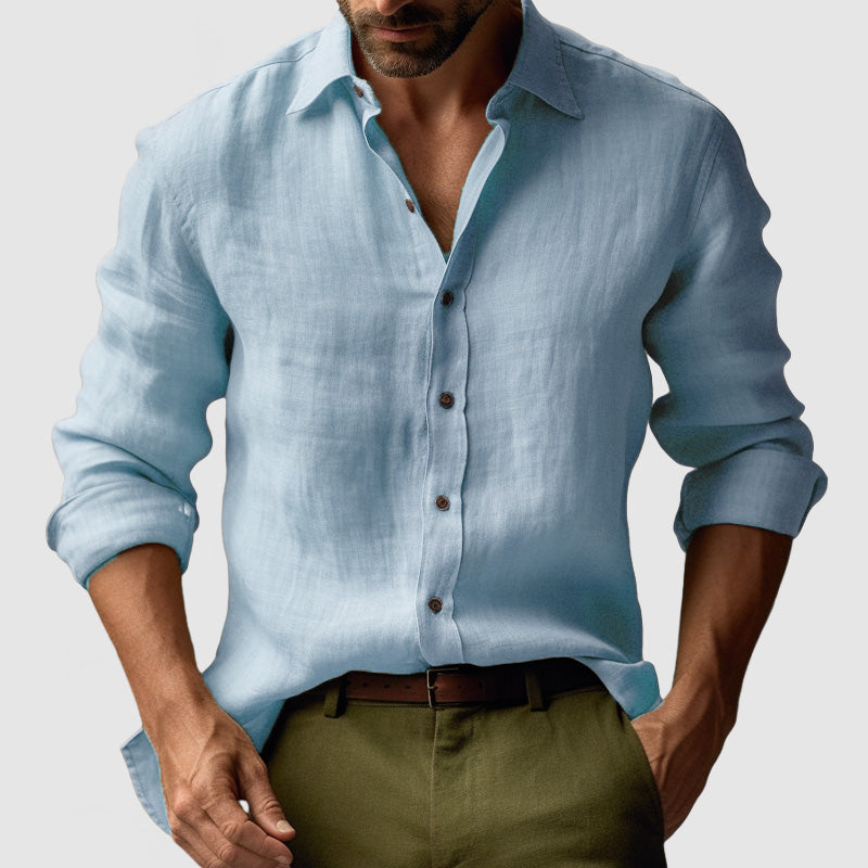 Men's Button Up Long Sleeve Shirt For Effortless Style And Versatile Layering Everyday Wardrobe Essential