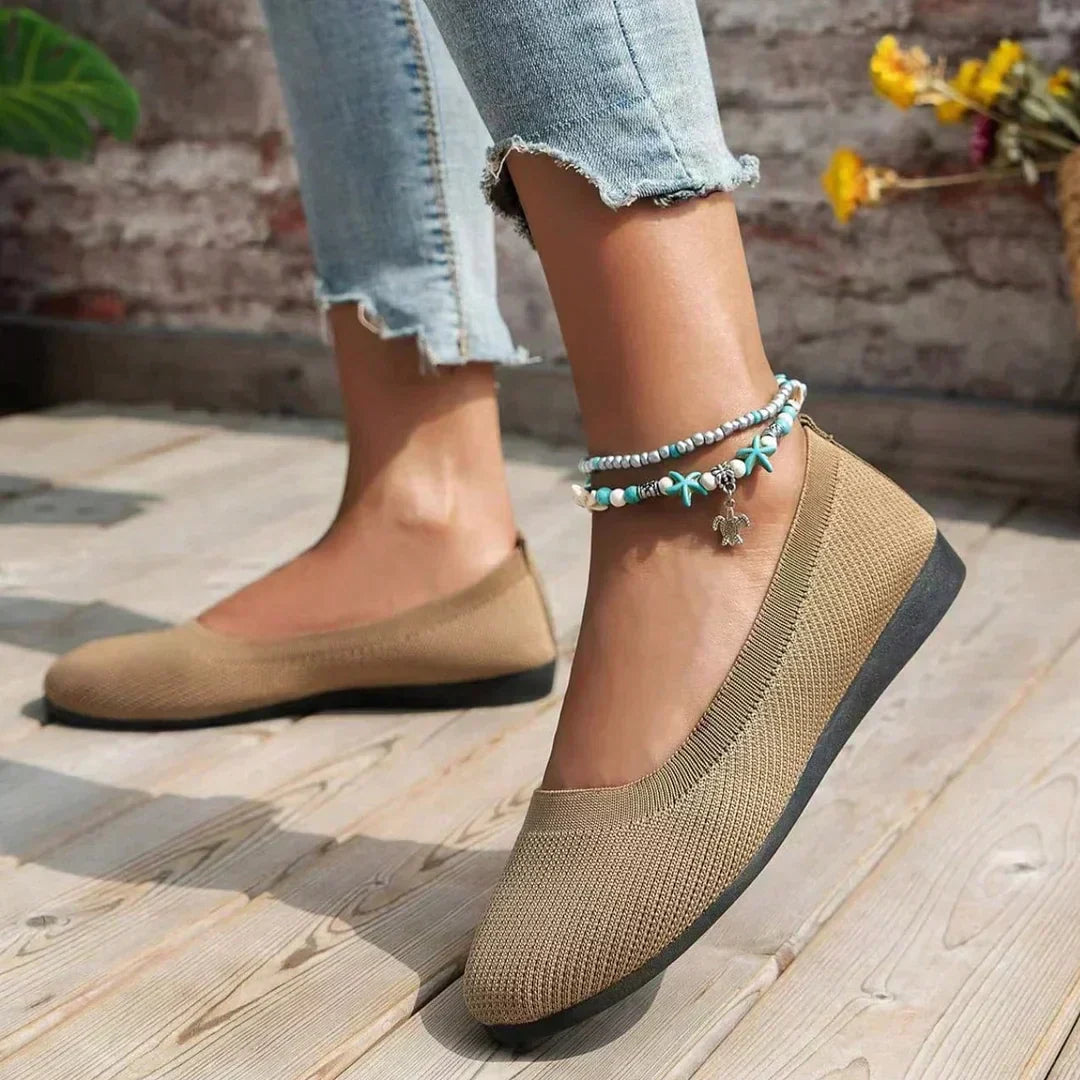 Beatrix Lisa Breathable Knit Flats For Women All Day Comfort Snug Fit For Everyday Use At Home