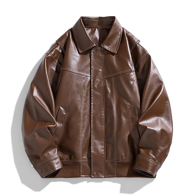 Cory Men's Oversized Leather Bomber Jacket for Everyday Streetwear and Modern Outerwear by TrendAura
