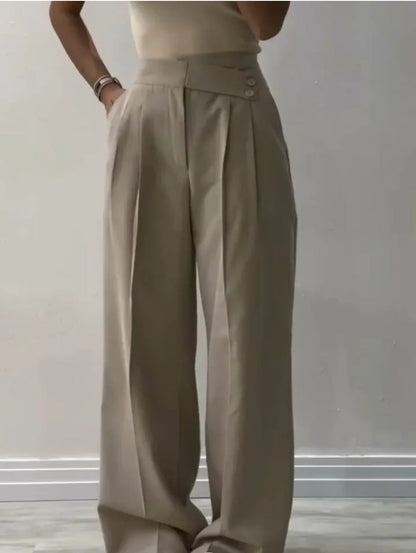Maartje Womens Pants Asymmetrical Waist Flattering Classic Fit For Modern Professionals