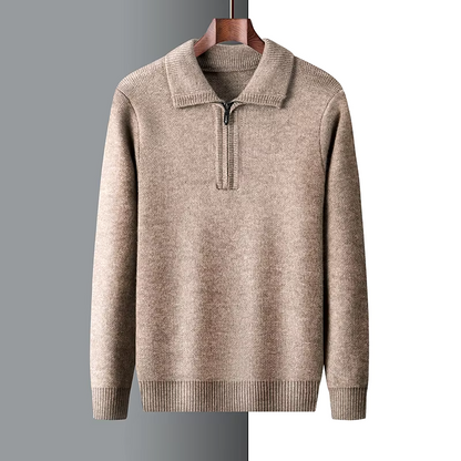 Nordisk Flair Men's Regular Fit Soft Knit Sweater With Short Zip And Flat Collar