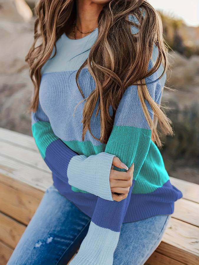Naina Striped Knit Sweater For Women Cozy Warm Knitwear For Office And Casual Wear