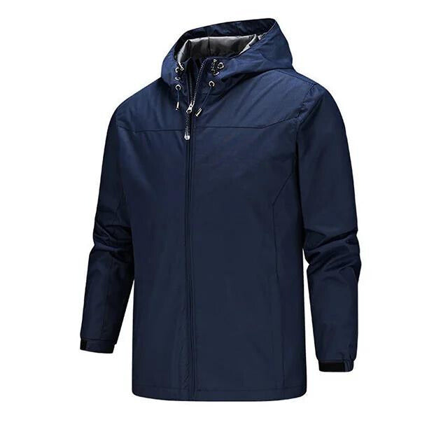 Men's Water Resistant Rain Jacket With Hood Regular Fit Sealed Seams Weatherproof Outerwear For Rainy Days