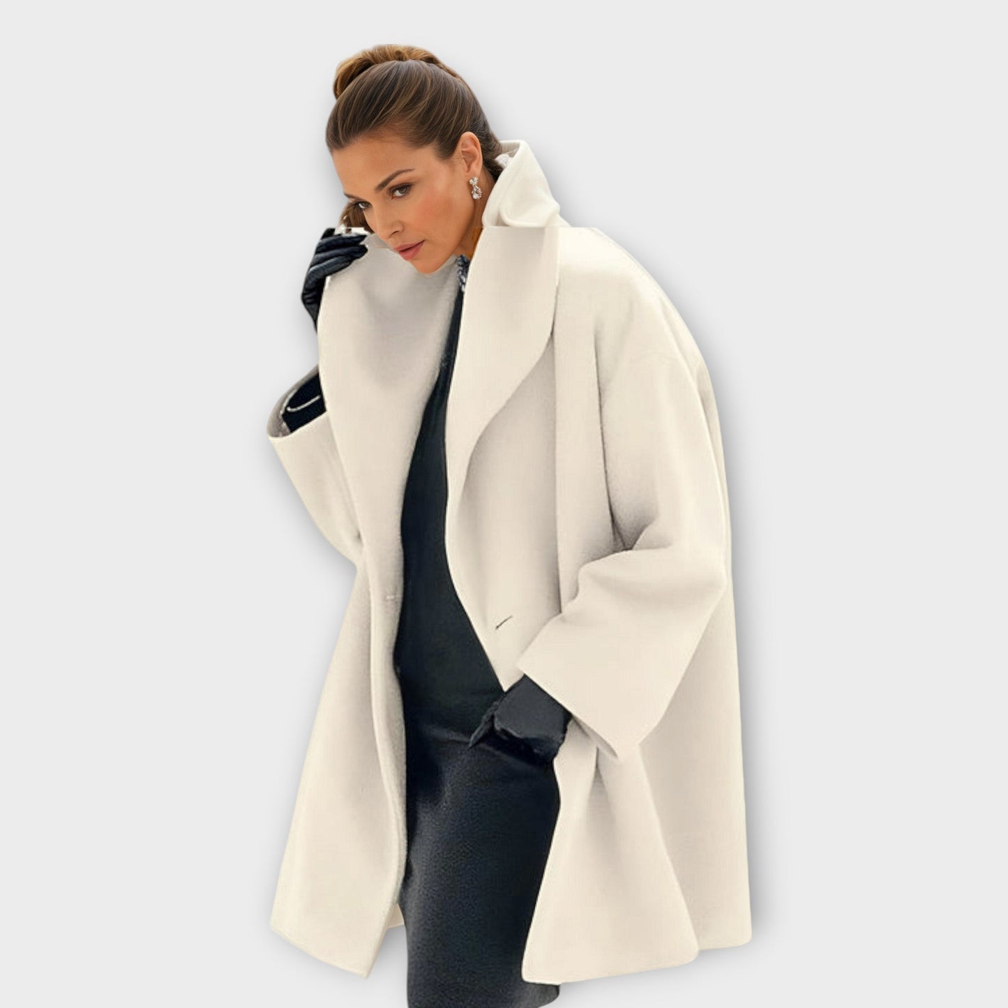 Oversized Wool Thigh-Length Coat for Women – Cozy Stylish Warmth
