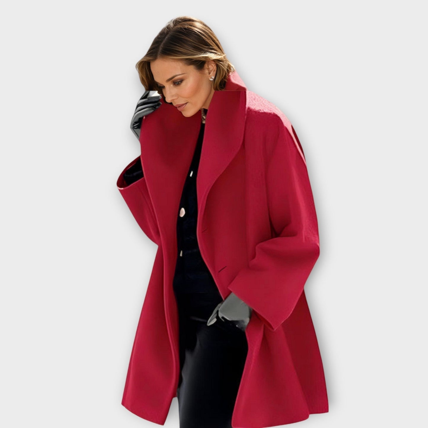 Oversized Wool Thigh-Length Coat for Women – Cozy Stylish Warmth