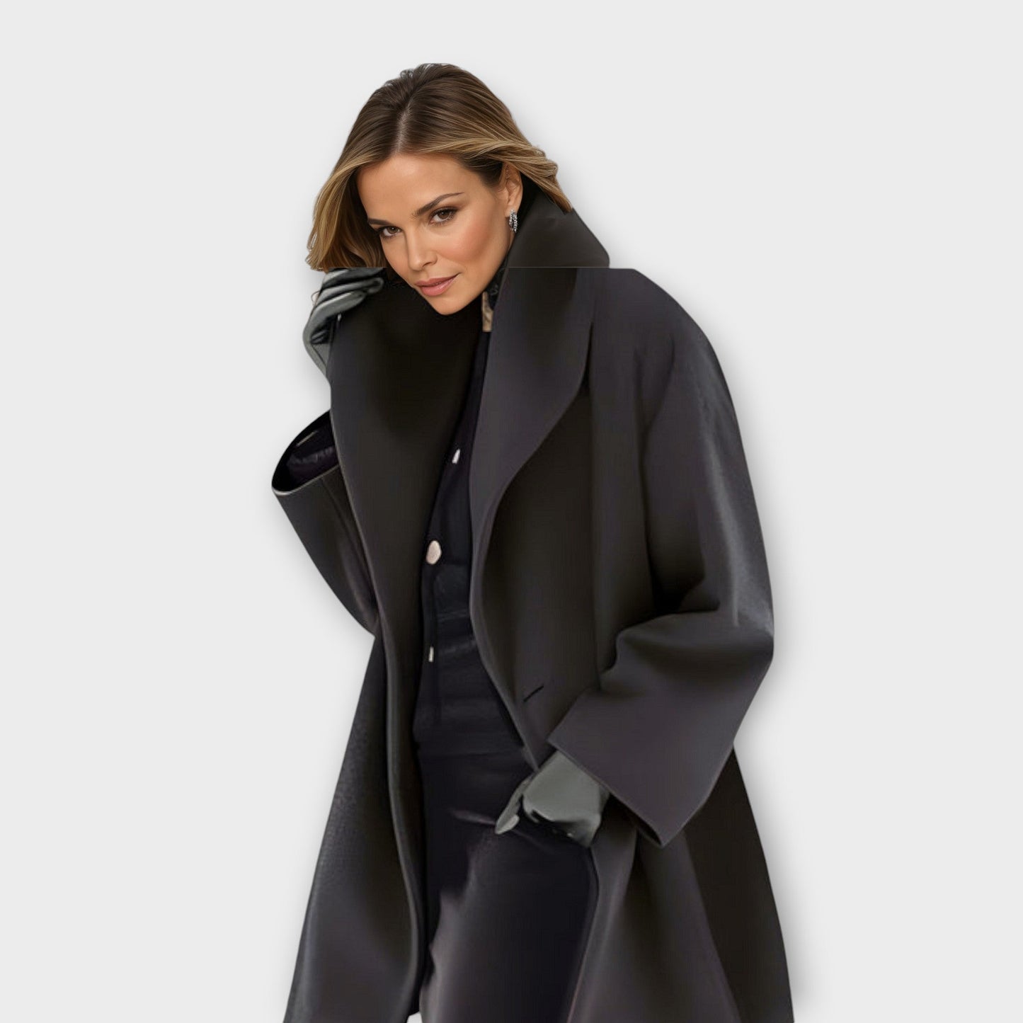 Oversized Wool Thigh-Length Coat for Women – Cozy Stylish Warmth