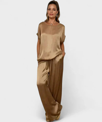 Natsuki Satin Ensemble For Women Effortless Casual Chic Lightweight Breathable Polyester