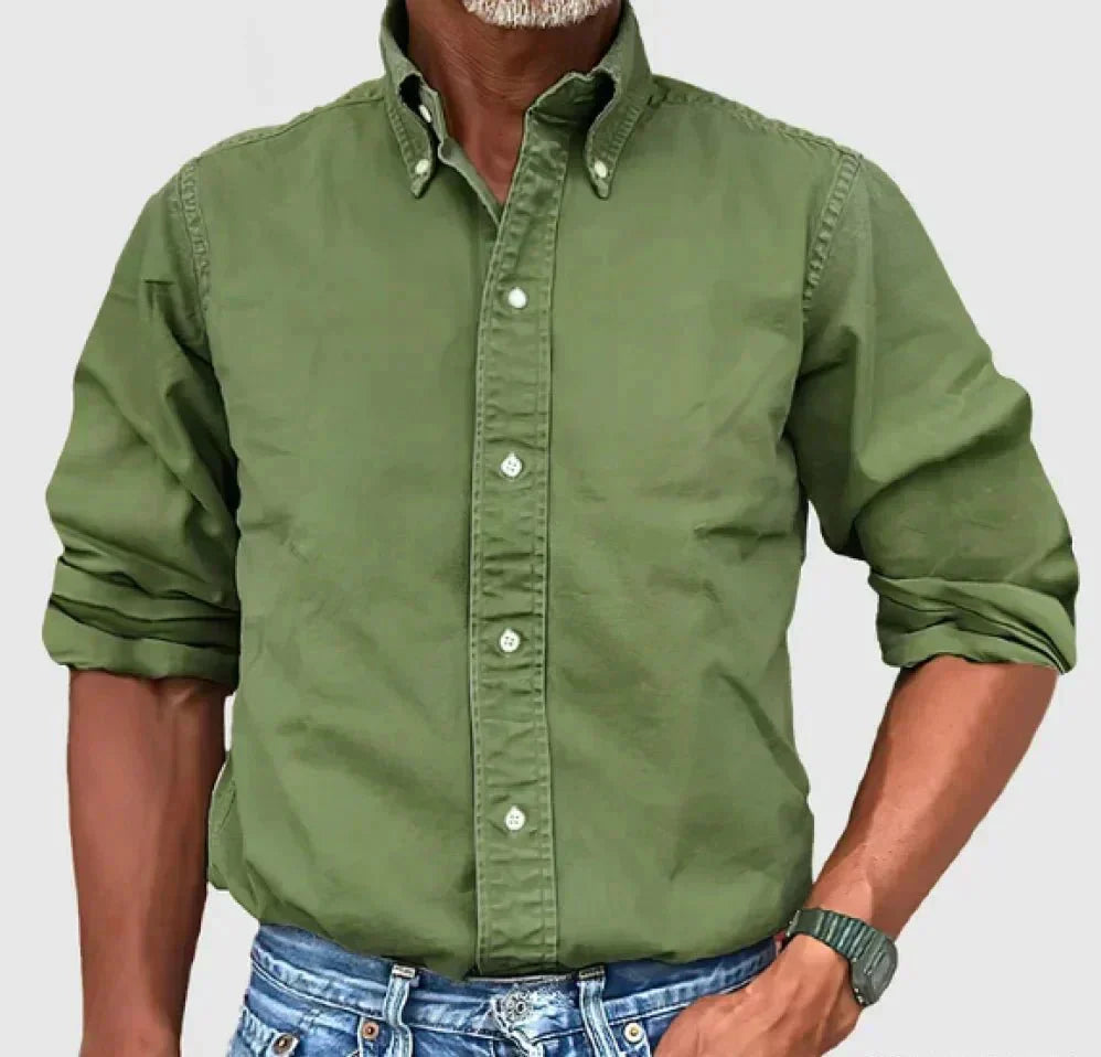 Chase Mens Khaki Casual Button Up Shirt For Everyday Comfort Versatile Style And Polished Look By TrendAura