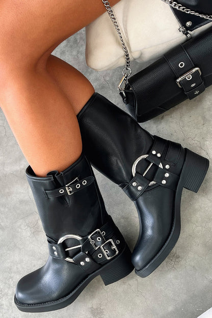 Women's Short Boots with Side Zipper and Sturdy Sole