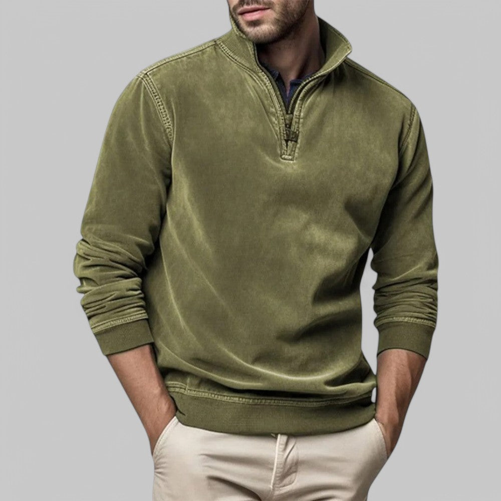 Mens Casual Half Zip Stand Collar Jumper For Everyday Comfort Layering Wardrobe Essential