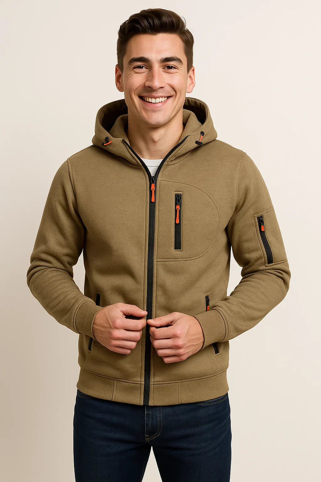 Sean Mens Casual Zip Front Hoodie for Men Warm Comfort Everyday Wear Modern Style