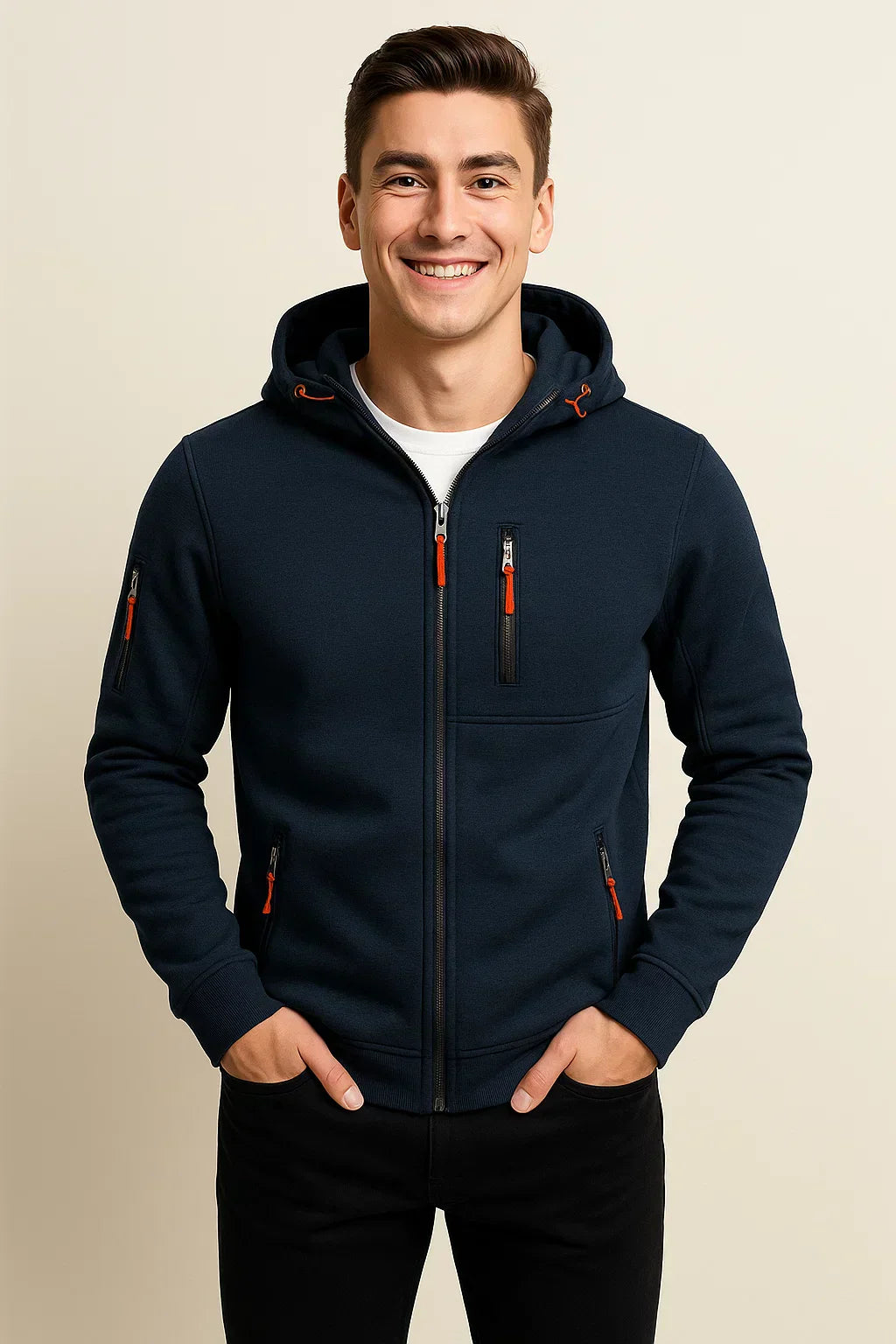 Sean Mens Casual Zip Front Hoodie for Men Warm Comfort Everyday Wear Modern Style