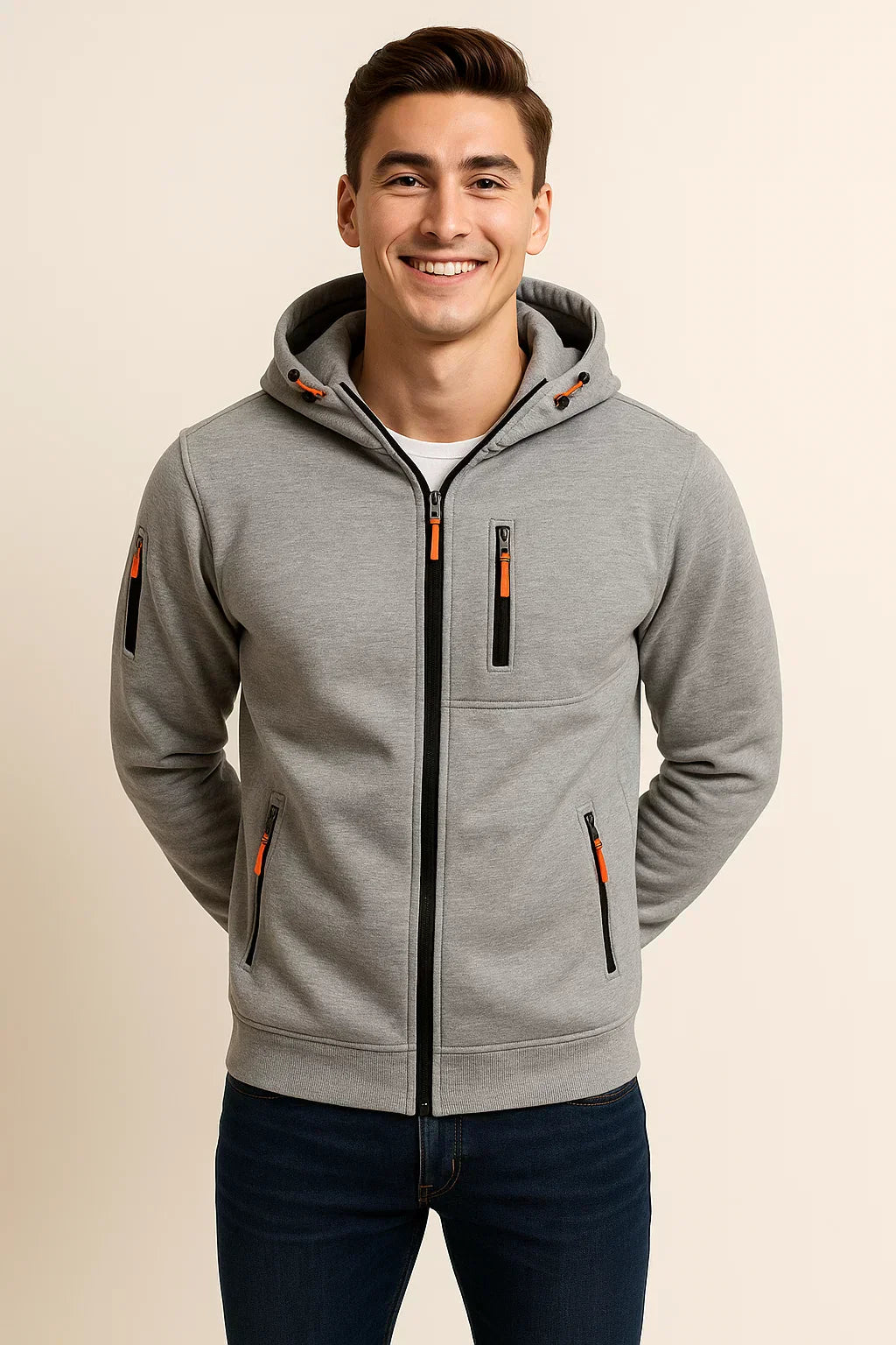 Sean Mens Casual Zip Front Hoodie for Men Warm Comfort Everyday Wear Modern Style