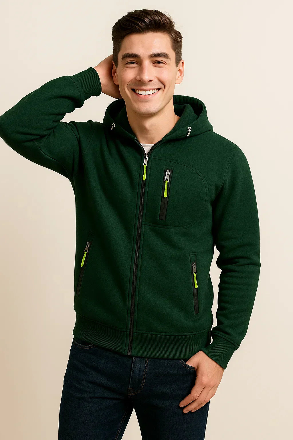 Sean Mens Casual Zip Front Hoodie for Men Warm Comfort Everyday Wear Modern Style