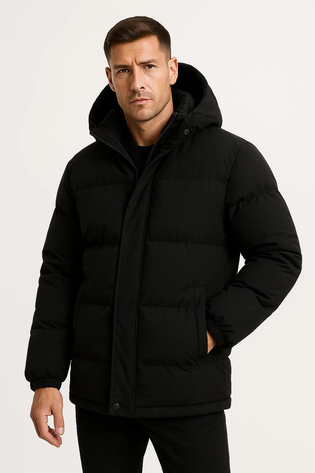 Men's Hooded Windproof Winter Parka Jacket For Casual Layering Loose Fit Durable Comfort